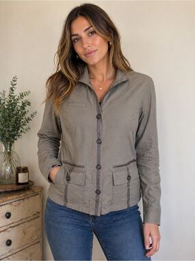 Prana Olive Green Utility Jacket with Button Front